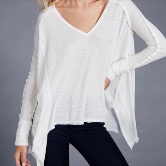 Free People Oversized Thermal Waffle Top - Like New XS S - Picture 1 of 10